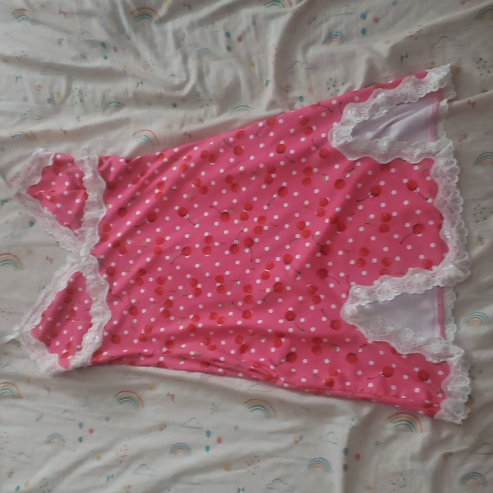 Red cherry print dress a large
